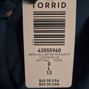 Torrid Babydoll Challis Sweetheart Top in Legion Blue